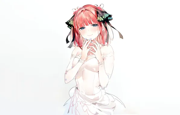 Girl, cleavage, red hair, dress, boobs, anime, blue eyes, beautiful