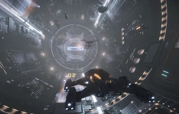 Космос, космические корабли, космическая база, Elite: Dangerous