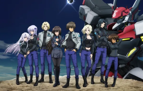 Девушки, робот, парни, Mobile Suit Gundam