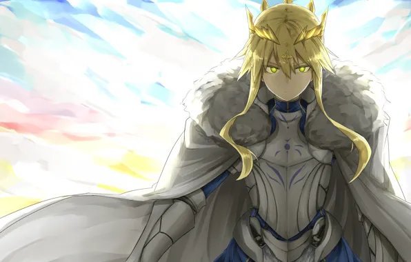 Взгляд, аниме, арт, сейбер, Fate Grand Order