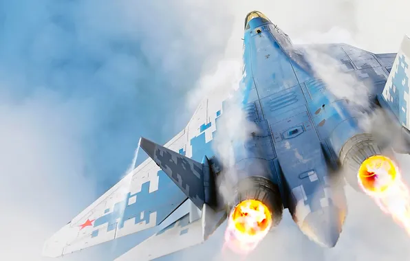 Малозаметный, ПАК ФА, ВКС России, ОКБ имени П. О. Сухого, RenderDock Studio, Su-57 Felon, российский …