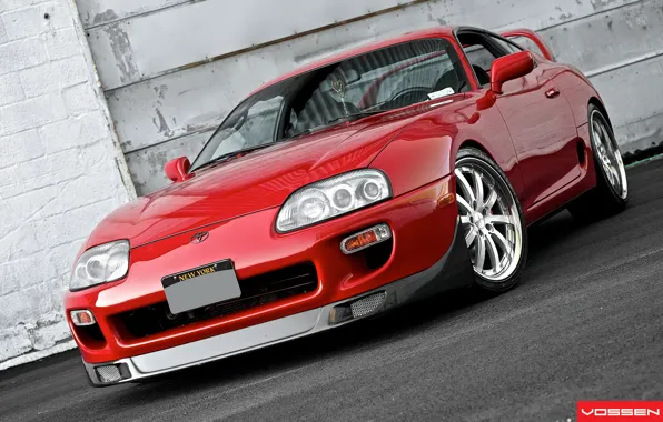 Картинка Red, Toyota, Supra, Vossen, Wheels