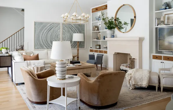 Дизайн, стиль, комната, интерьер, камин, гостиная, мягкая мебель, Alice Lane Interior Design