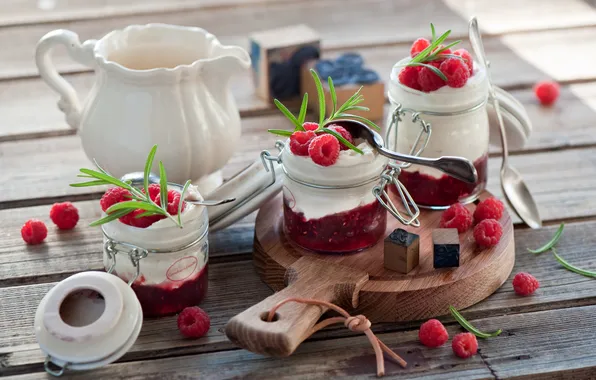 Малина, завтрак, raspberry, йогурт, Breakfast, yogurt