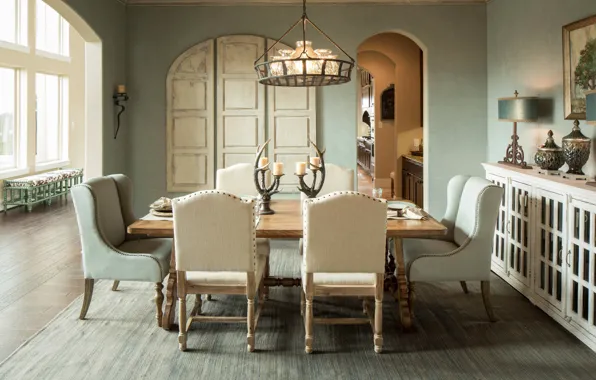 Комната, интерьер, столовая, средиземноморский стиль, Mediterranean panache in the dining room