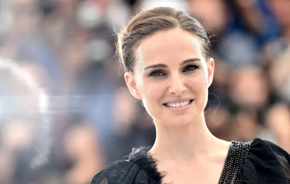 Улыбка, портрет, актриса, Natalie Portman, Натали Портман, красотка, боке