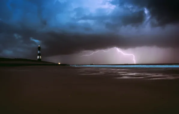 Картинка море, берег, маяк, Zeeland, Breskens