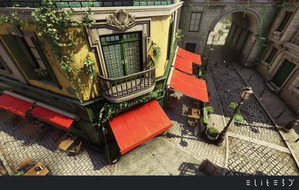 Угол, балкон, Lumberyard, Bistro Scene