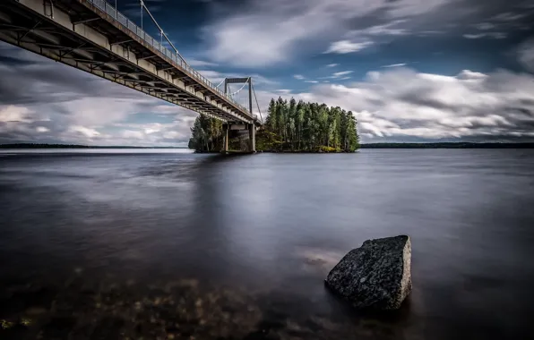 Картинка мост, природа, озеро