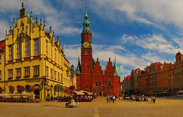 Картинка дома, площадь, Польша, ратуша, Вроцлав, Бреслау, Wroclaw