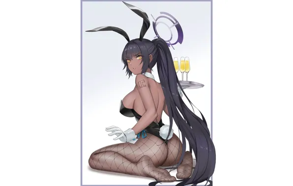 Girl, sexy, anime, pretty, babe, bunny, sitting, sit