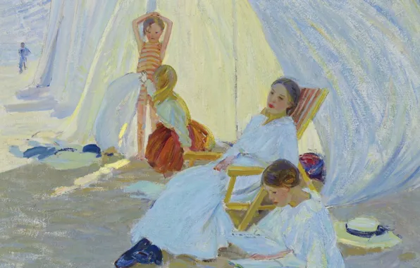 Картина, жанровая, День у Моря, Доротея Шарп, Dorothea Sharp