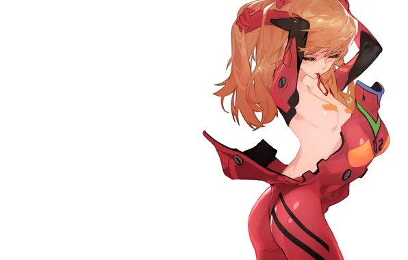 Девушка, neon genesis evangelion, Asuka Langley Sohryu, заделывает волосы