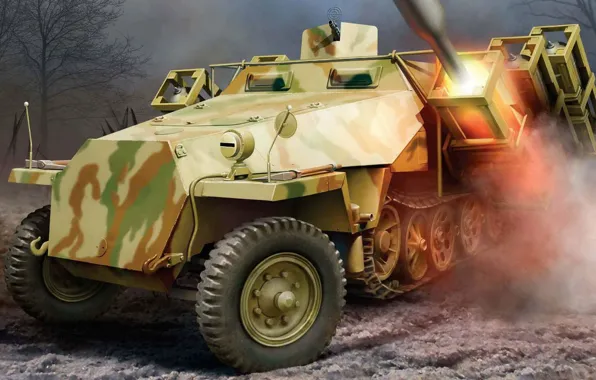 Wurfrahmen 40, Ausf.D, Sd Kfz 251, реактивная система залпового огня, германская тяжелая самоходная