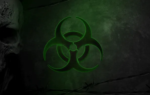 Картинка Череп, Зеленый, Вирус, Green, Skull, Biohazard, Опасность