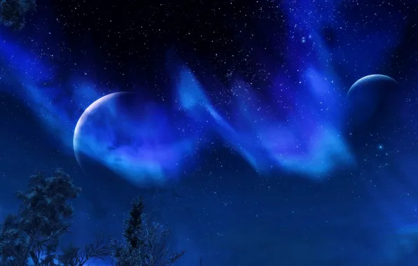 Картинка ночь, звездное небо, Skyrim, The Elder Scrolls V