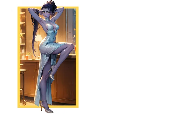 Girl, hot, sexy, sexy girl, anime, purple, babe, heels