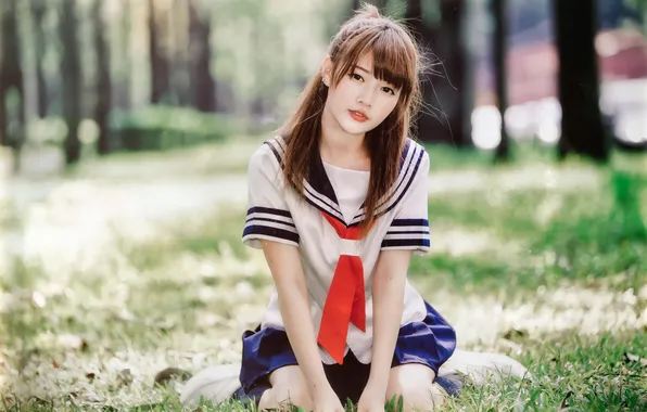 Взгляд, девушка, азиатка