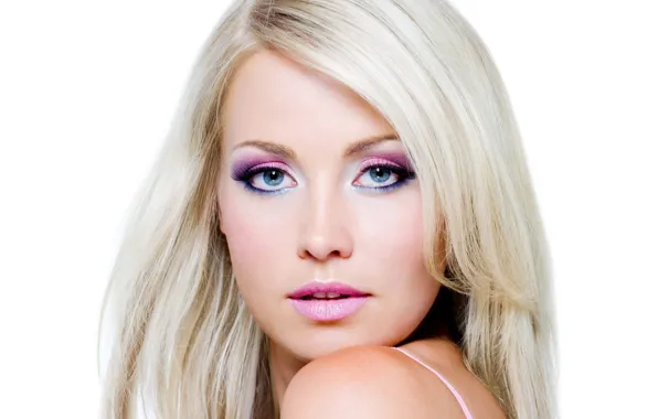 Картинка девушка, портрет, макияж, блондинка, длинные волосы