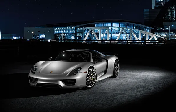 Авто, Ночь, Porsche, Машина, Серый, Car, 918, Рендеринг