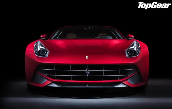 Картинка красный, Феррари, Top Gear, Ferrari, суперкар, полумрак, передок, самая лучшая телепередача