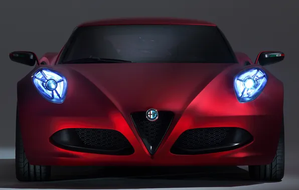 Картинка свет, фары, автомобиль, передок, альфа ромео, Alfa Romeo 4C Concept
