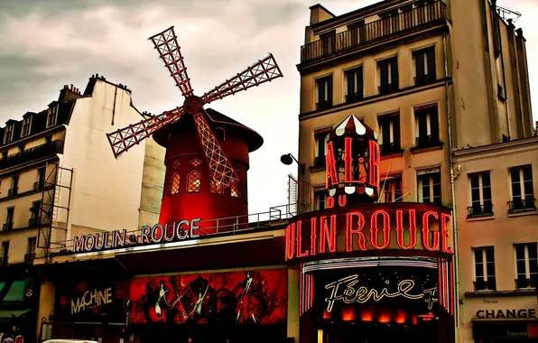 Картинка город, дома, Moulin Rouge, МуленРуж