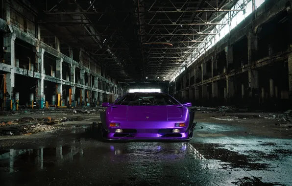 Авто, Lamborghini, Машина, Car, Фиолетовый, Автомобиль, Render, Diablo