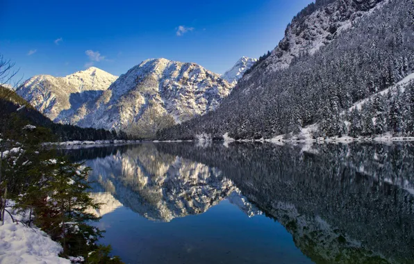 Картинка горы, озеро, отражение, Австрия, Альпы, Austria, Alps, Тироль