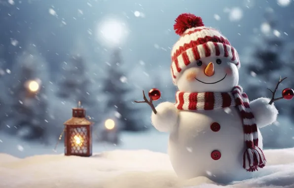 Зима, снег, Рождество, Новый год, снеговик, Christmas, winter, snow
