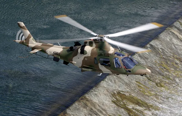 Картинка река, Италия, вертолёт, Power, летит, порог, многоцелевой, Agusta