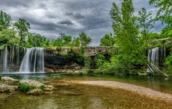 Картинка природа, камни, скалы, водопад