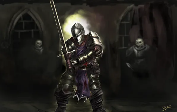 Armor, paladin, warrior, skeletons, Darkest Dungeon