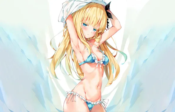 Girl, sexy, cleavage, long hair, boobs, anime, blue eyes, beautiful