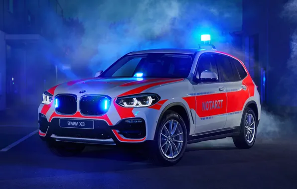 2018, кроссовер, мигалки, скорая помощь, BMW X3, xDrive20d