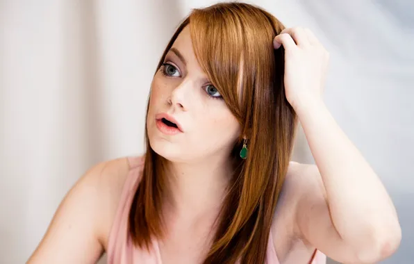 Лицо, удивление, актриса, рыжая, Emma Stone, Эмма Стоун, озадаченность