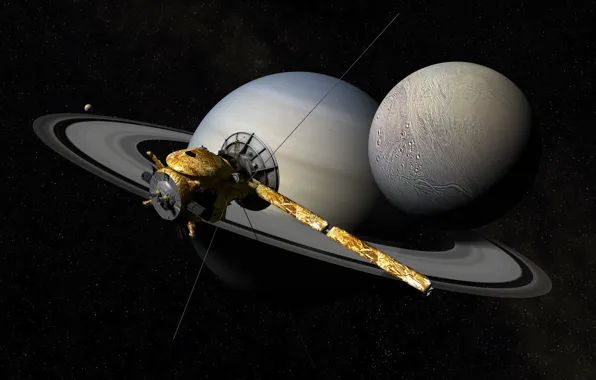 Картинка космос, звезды, сатурн, автоматический, космический аппарат, Кассини-Гюйгенс