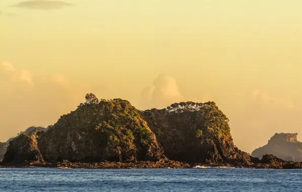 Картинка море, небо, скалы, Новая Зеландия, панорама, New Zealand