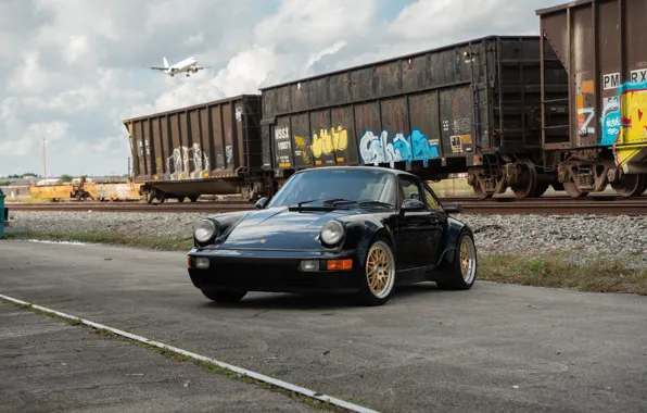 Картинка Porsche, Black, Train, 964