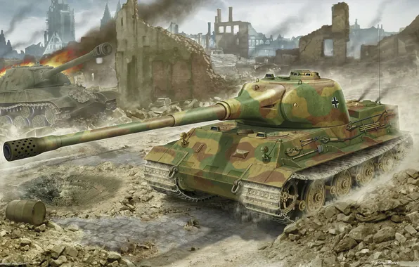 Картинка война, лев, арт, танк, тяжелый, немецкий, Lowe, Pz.Kpfw. VII