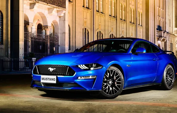 Синий, Ford, Fastback, 2018, Mustang GT