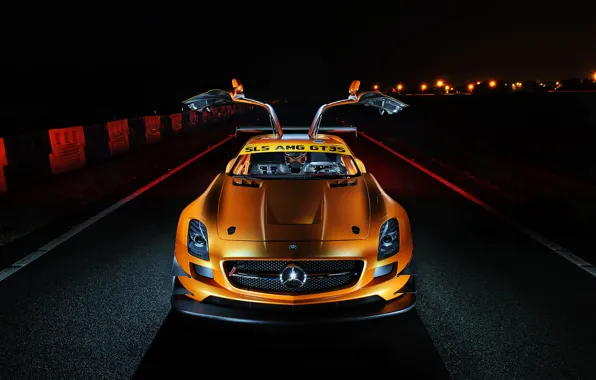Картинка Mercedes-Benz, AMG, SLS, orange, GT3S
