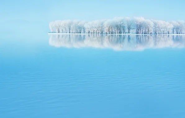 Картинка зима, пейзаж, sky blue