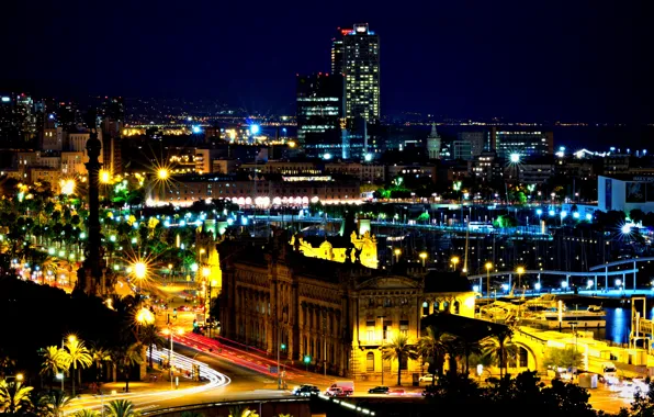 Ночь, Испания, night, Барселона, Barcelona, Spain, Каталония, Catalonia