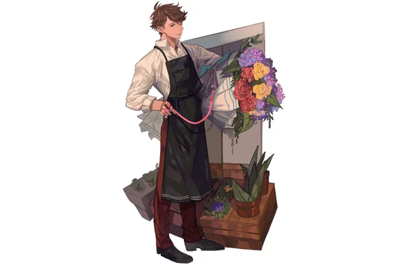 Цветы, букет, парень, Волейбол, Haikyuu, Ойкава Тоору, флорист