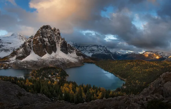 Картинка осень, лес, горы, Канада, Canada, British Columbia, озёра, Британская Колумбия