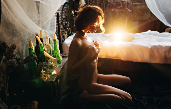 Light, nipples, boobs, blonde, pose, Vladislav Selvvin