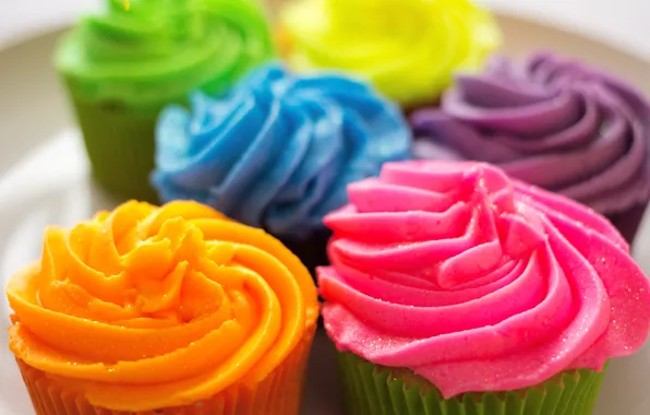 Картинка colorful, пирожное, крем, десерт, выпечка, сладкое, cupcake, кекс