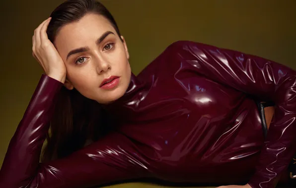 Глаза, взгляд, девушка, поза, актриса, красивая, Lily Collins, Vogue