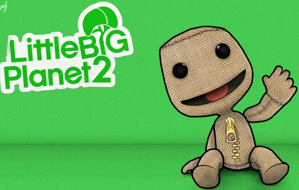 Фон, мультик, рисунок, зелёный, ps3, Little Big Planet 2, LBP2